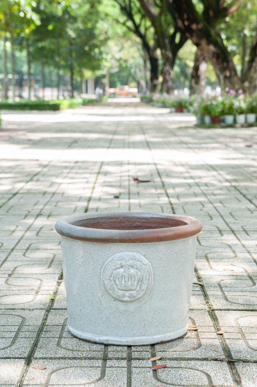 Teramico Keramik Blumentopf Weiß, 45x34cm Grau I" 100% "Provence Frostfest Pflanzkübel