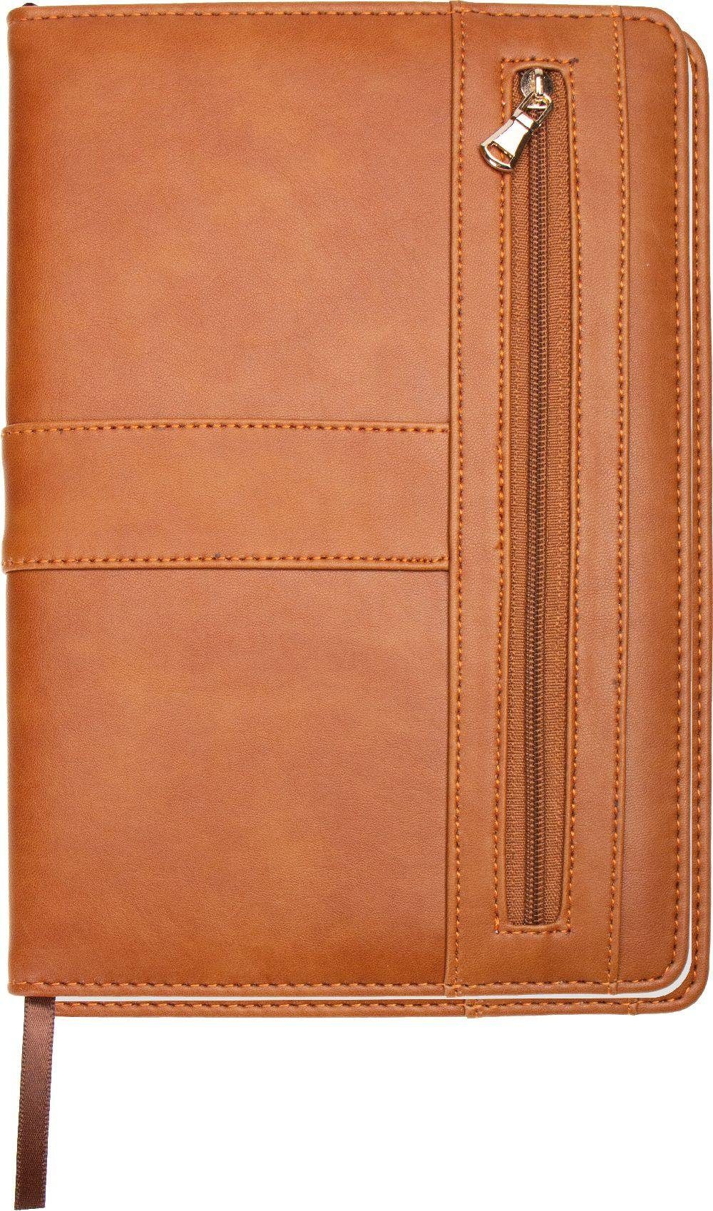 Notizbuch Trötsch Notizbuch mit Reißverschluss Braun