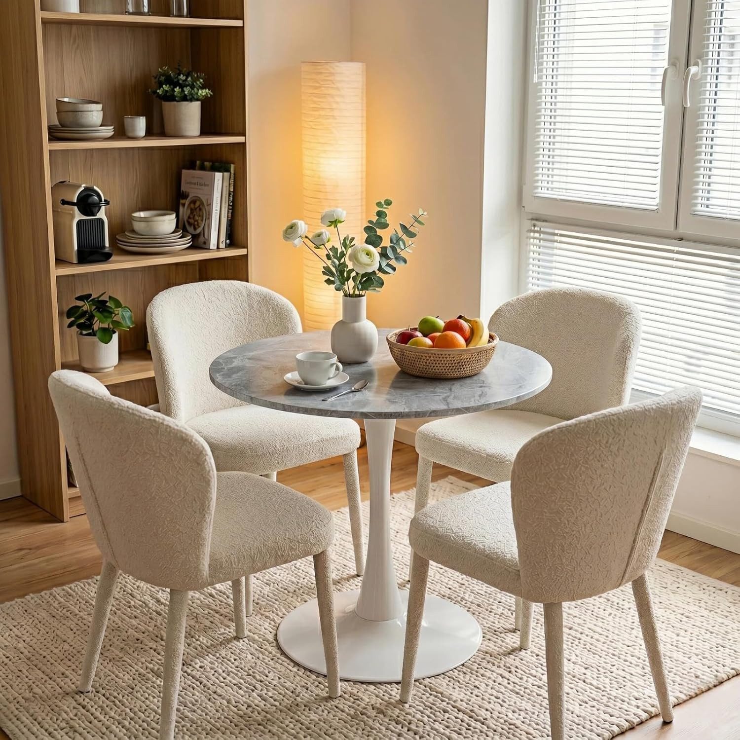 GLP Esstisch Runder Esstisch mit Sinterstein Tischplatte in Marmoroptik, 70 cm Ø (Gestell aus Metall, kratzfest und hitzebeständig), für kleine Räume und Apartments