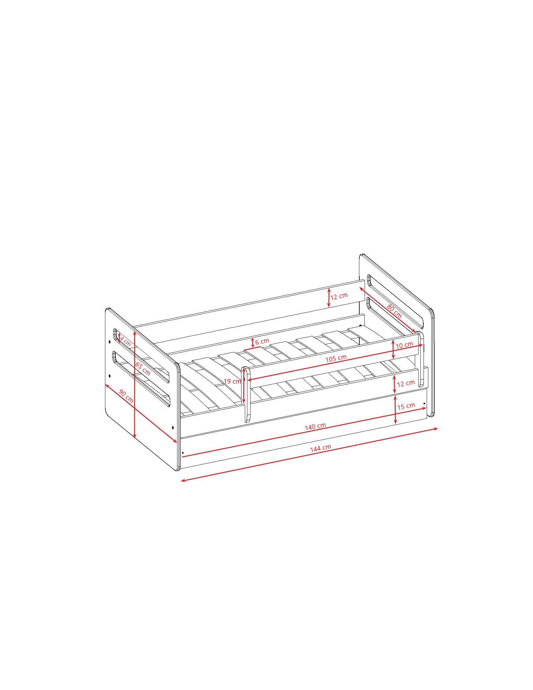 Mädchen und 140x80 Lattenrost Kinderbett 8 cm grün Schubalde und Tomi 160x80 (Mit Bjird für Rausfallschutz Junge mit 180x80 Matratze),