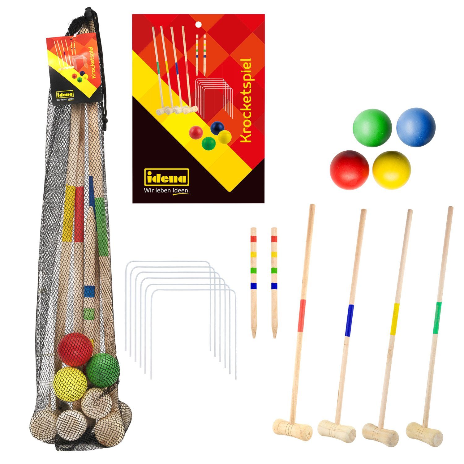 Idena Krocket 40609 Bällen Kinder, Schlägern, Idena Spiel Croquet - mit Spiel, für