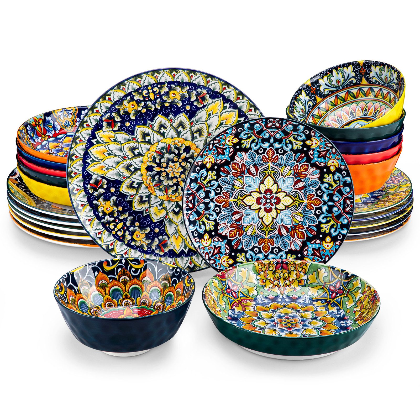 vancasso Geschirr-Set Tafelservice für 4/6 Personen, Porzellan, BOHO-Stil (24-tlg), 6 Personen, Porzellan