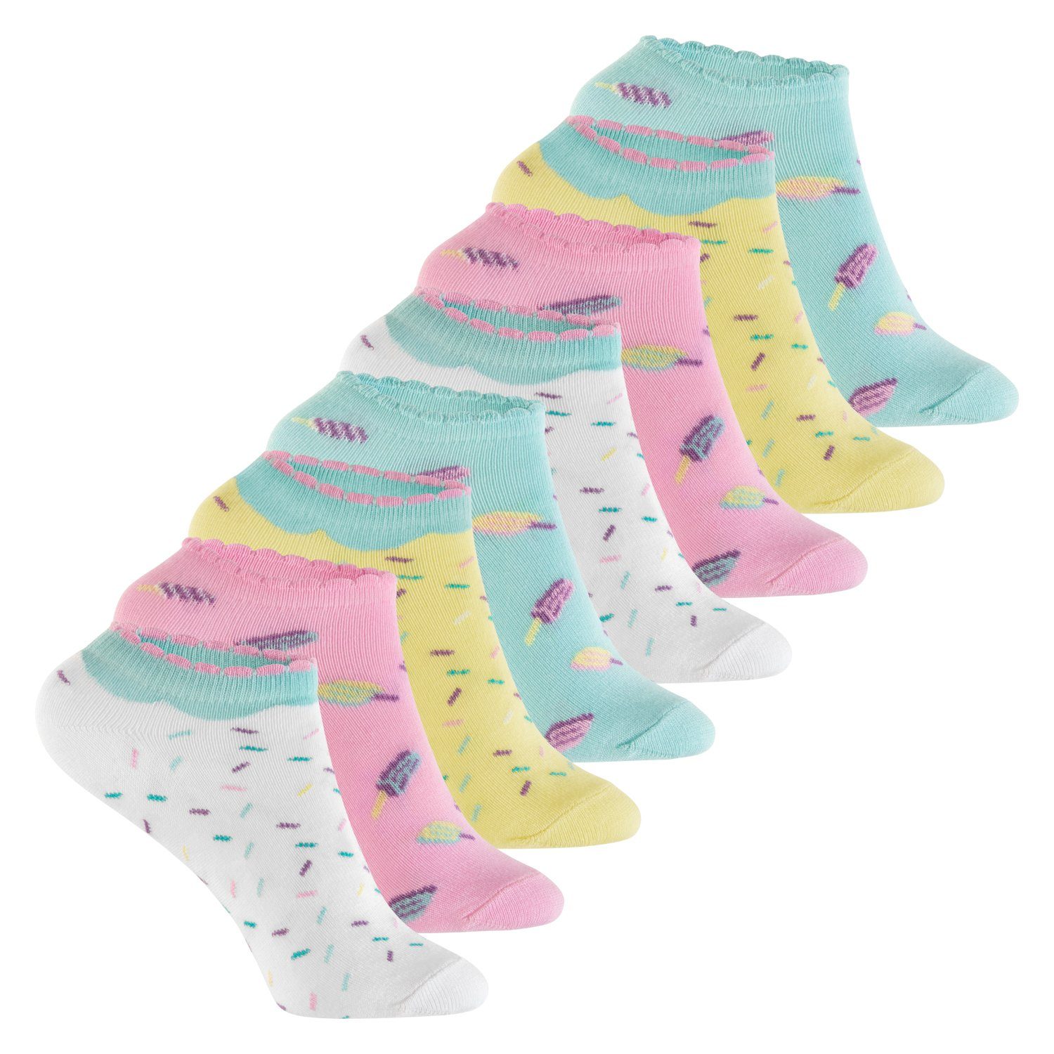 Footstar Kurzsocken Kinder Sneaker Socken (8 Paar) für Mädchen & Jungen, bunt pastell mix