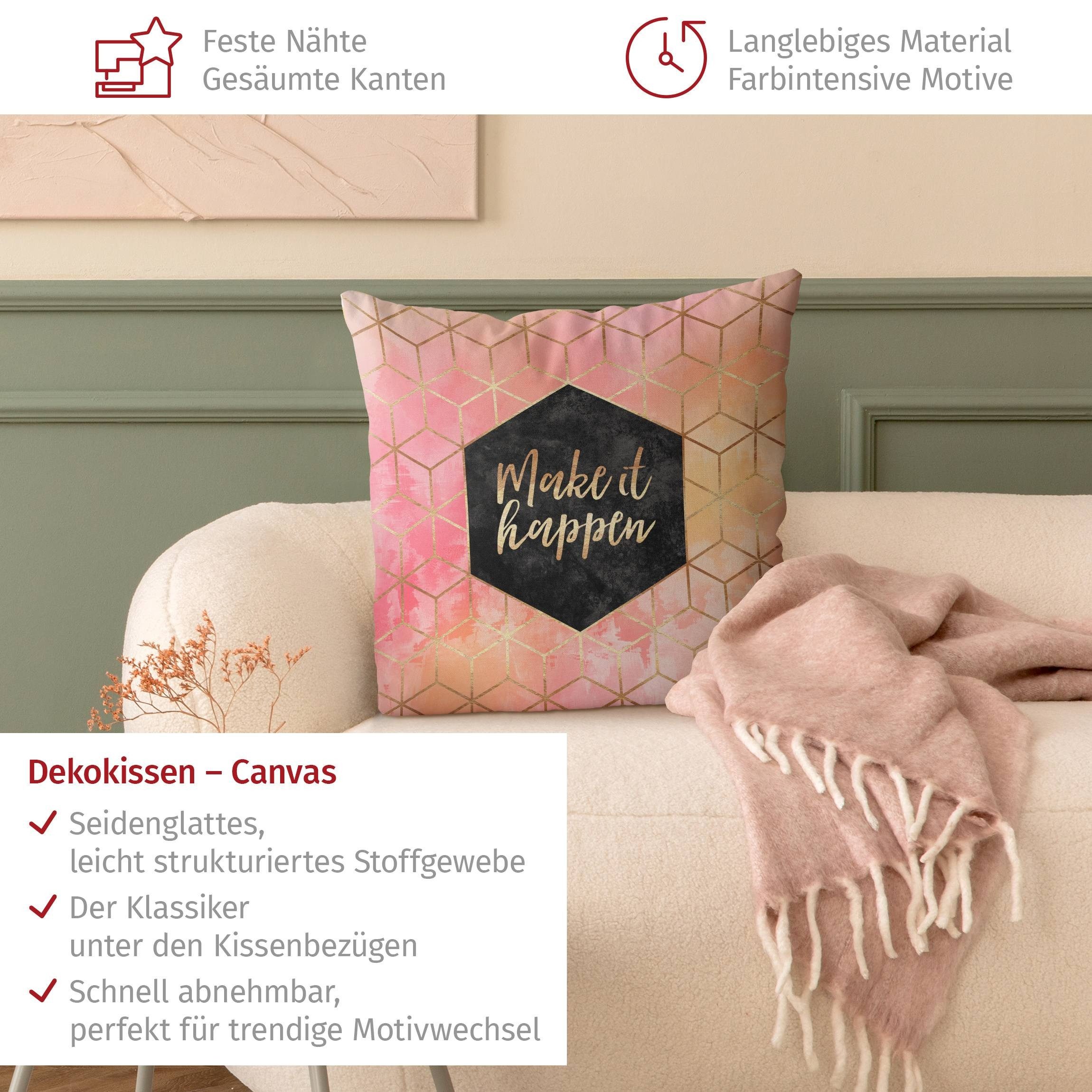 Bilderdepot24 Dekokissen drinnen Kissenhülle/ Sofakissen/ Zierkissen Kissenhülle gold Sprüche, Bezug Aquarell mit / ohne Füllung Zierkissen Outdoor Sofa Bett