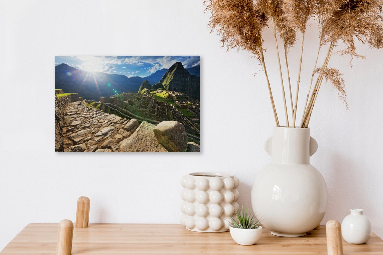 Picchu St), Aufhängefertig, Wandbild Abendsonne OneMillionCanvasses® Leinwandbilder, Peru, über Machu 30x20 Wanddeko, cm Leinwandbild (1