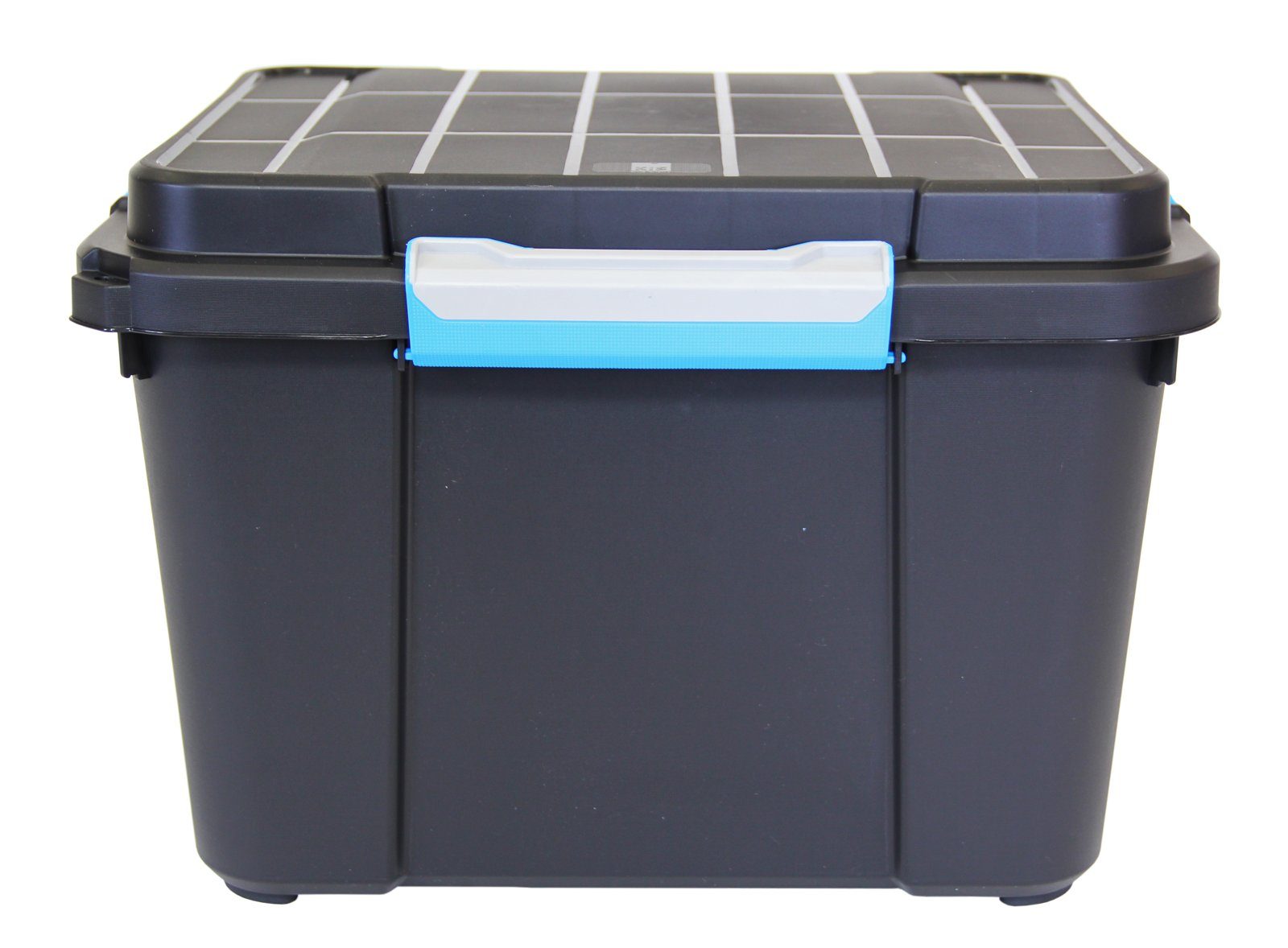 ONDIS24 Stapelbox Ondis24 Multifunktionsbox Stapelbox Werkzeugkiste Transportbox Scuba M, mit blau/grauen Griffen, stabil und spritzwassergeschützt, 43 Liter