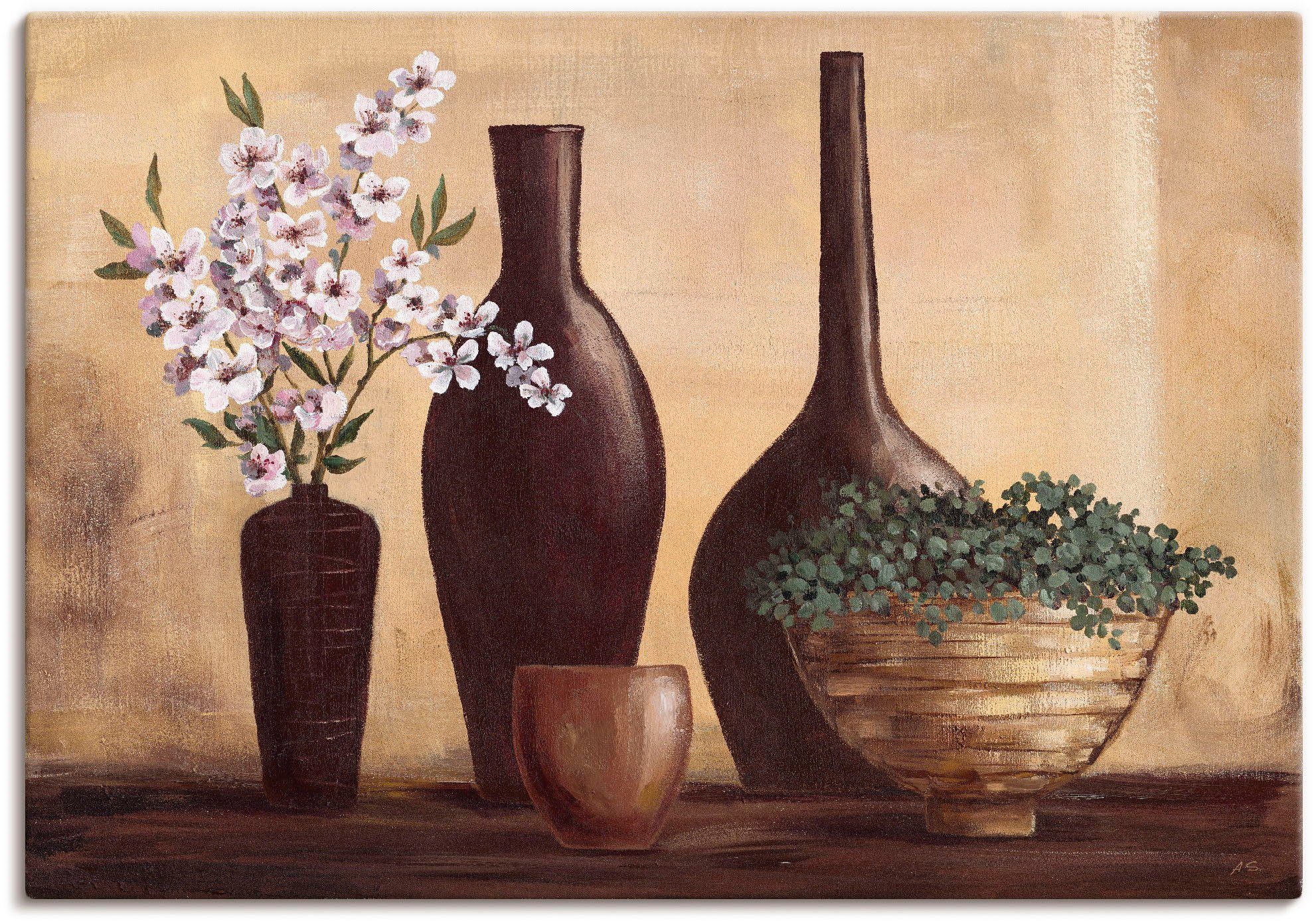 Artland Leinwandbild Stillleben in Beige II, Vasen & Töpfe (1 St), auf Holzrahmen gespannt