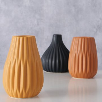 BOLTZE Dekovase Blumenvase aus Keramik im 3er Set Mattes Design - Schwarz Braun