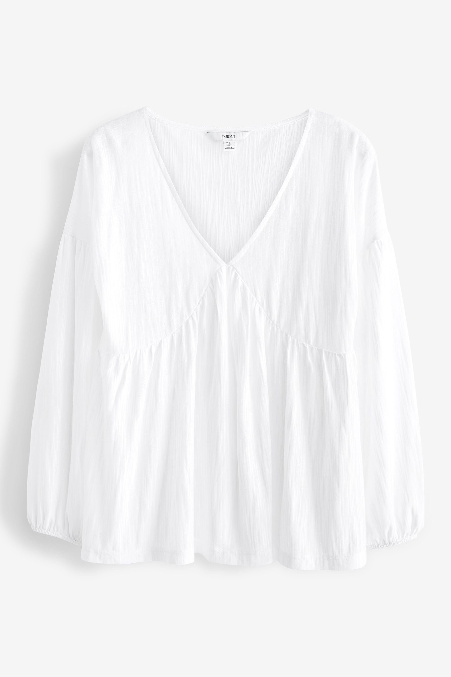 Next Blusenshirt Langärmelige Bluse mit V-Ausschnitt (1-tlg) White