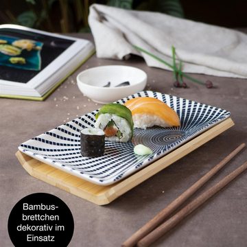 Moritz & Moritz Tafelservice Moritz & Moritz Gourmet - Sushi Set 10 teilig Blaue Sonne (8-tlg), 2 Personen, Geschirrset für 2 Personen