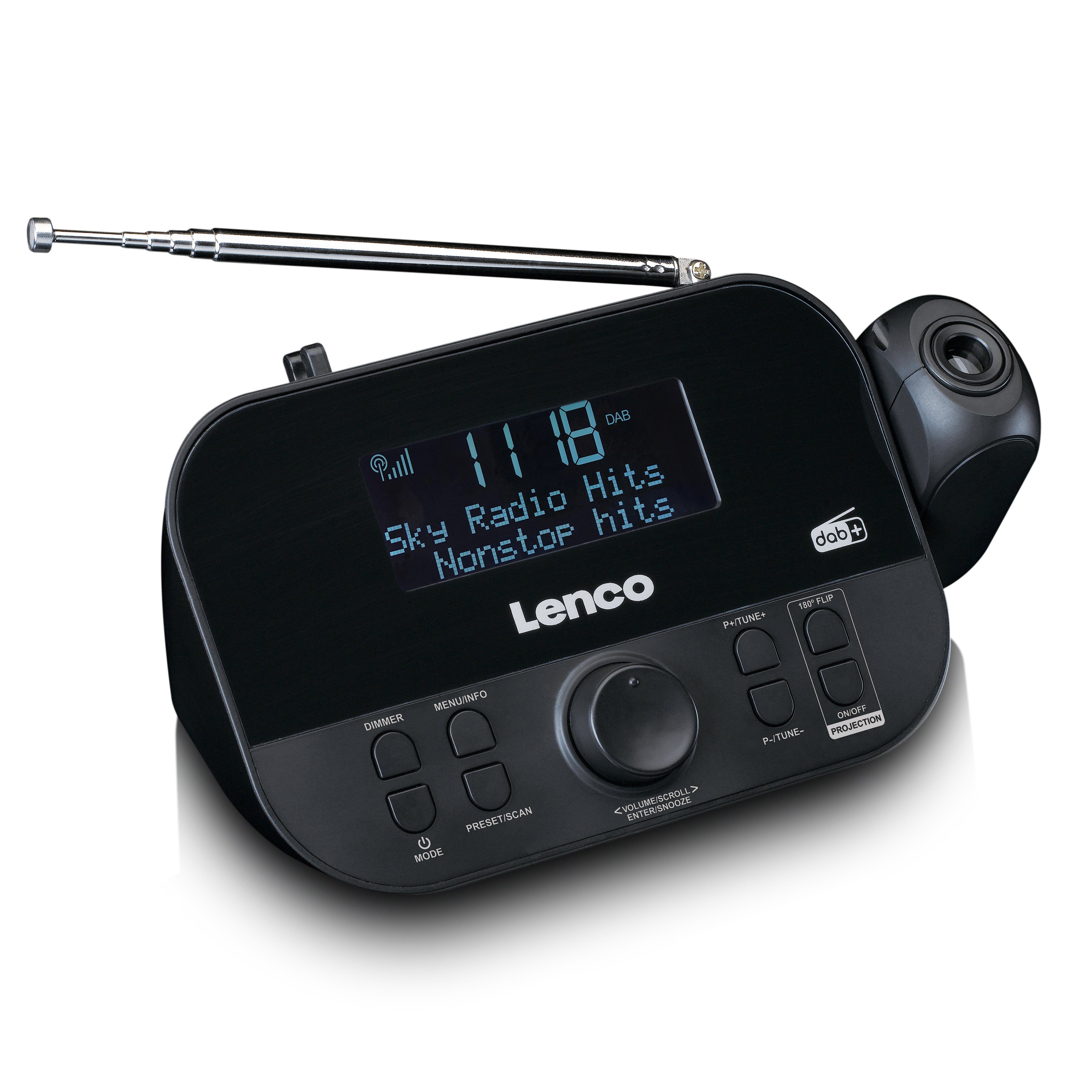 Lenco CR-615BK Digitalradio (DAB) (DAB,FM, 1 W, Radiowecker mit DAB+ und FM Empfang, LED-Zeitprojektion)