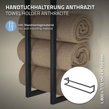 ML-DESIGN Handtuchhalter Handtuchregal Handtuchständer Handtuchstange Gästehandtuchhalter, Stahl 15x15x80cm Anthrazit Vertikal oder Horizontal Wandmontage