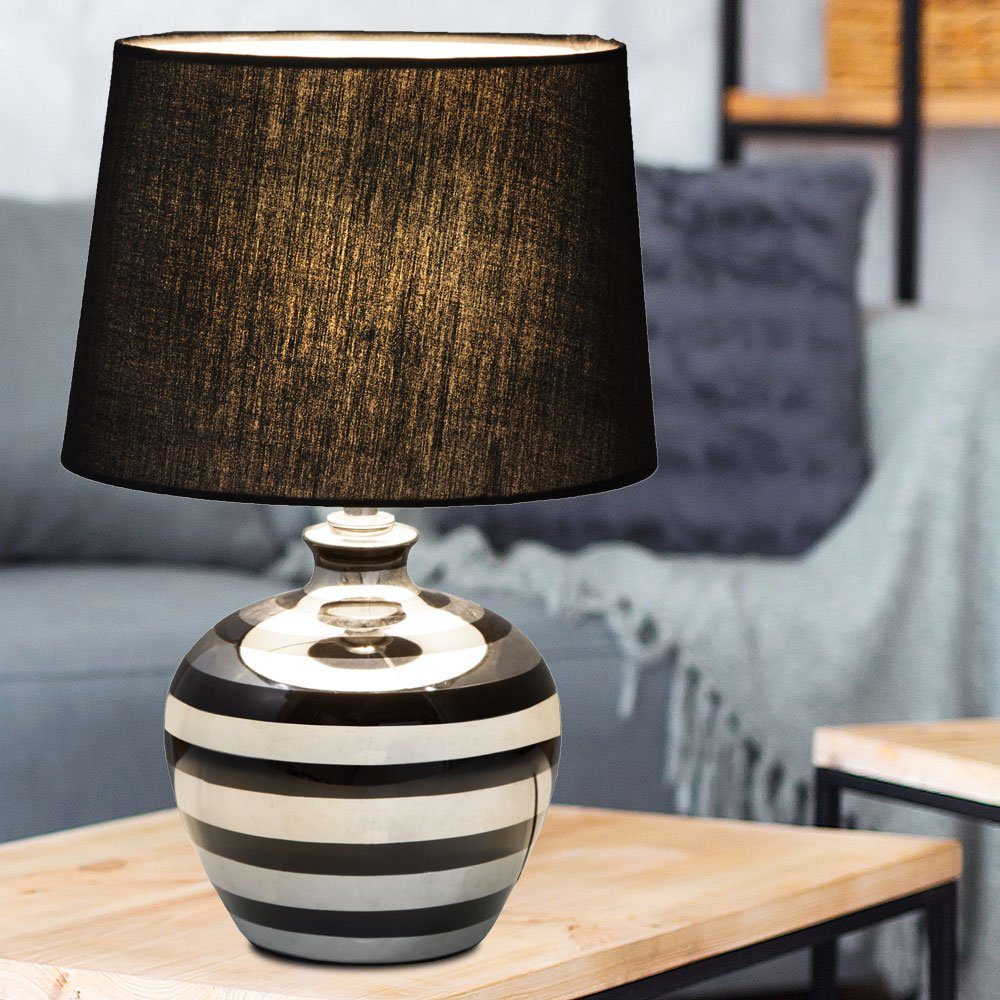 Warmweiß, inklusive, Keramik LED Lampe Leuchtmittel etc-shop Tischleuchte, Leuchte- Wohn Zimmer Tisch Textil Design