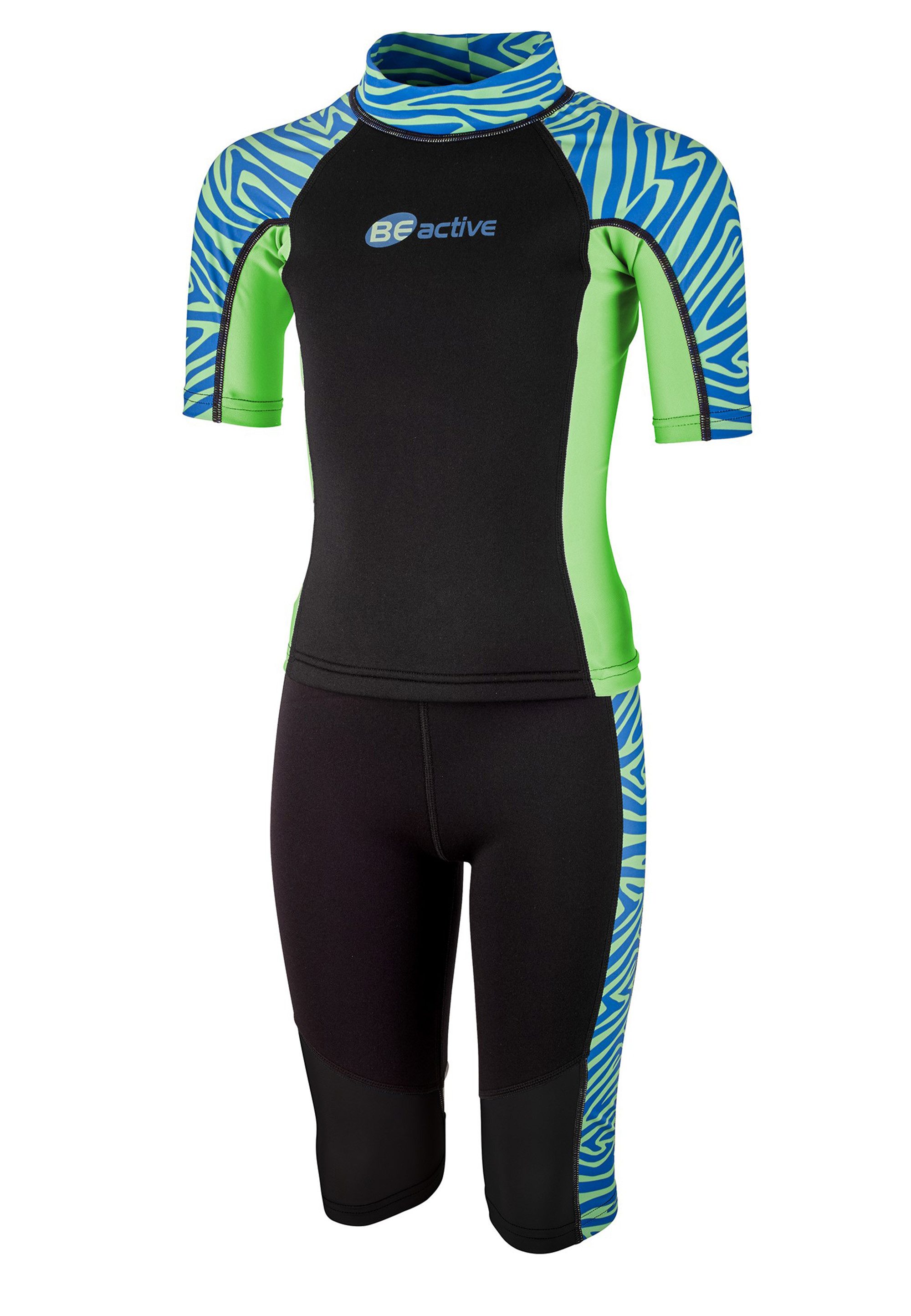 Beco Beermann Neoprenanzug BEactive Neopren Twins "Zebra Vibes" (2-tlg), Neopren-Set für Kids mit Zebra-Style und UV-Schutz