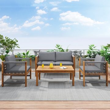 SOFTWEARY Gartenlounge-Set Garten Loungeset, Gartensofa inkl. Couchtisch, (4-tlg), Sitzgruppe für Garten, Balkon, Garnitur Set