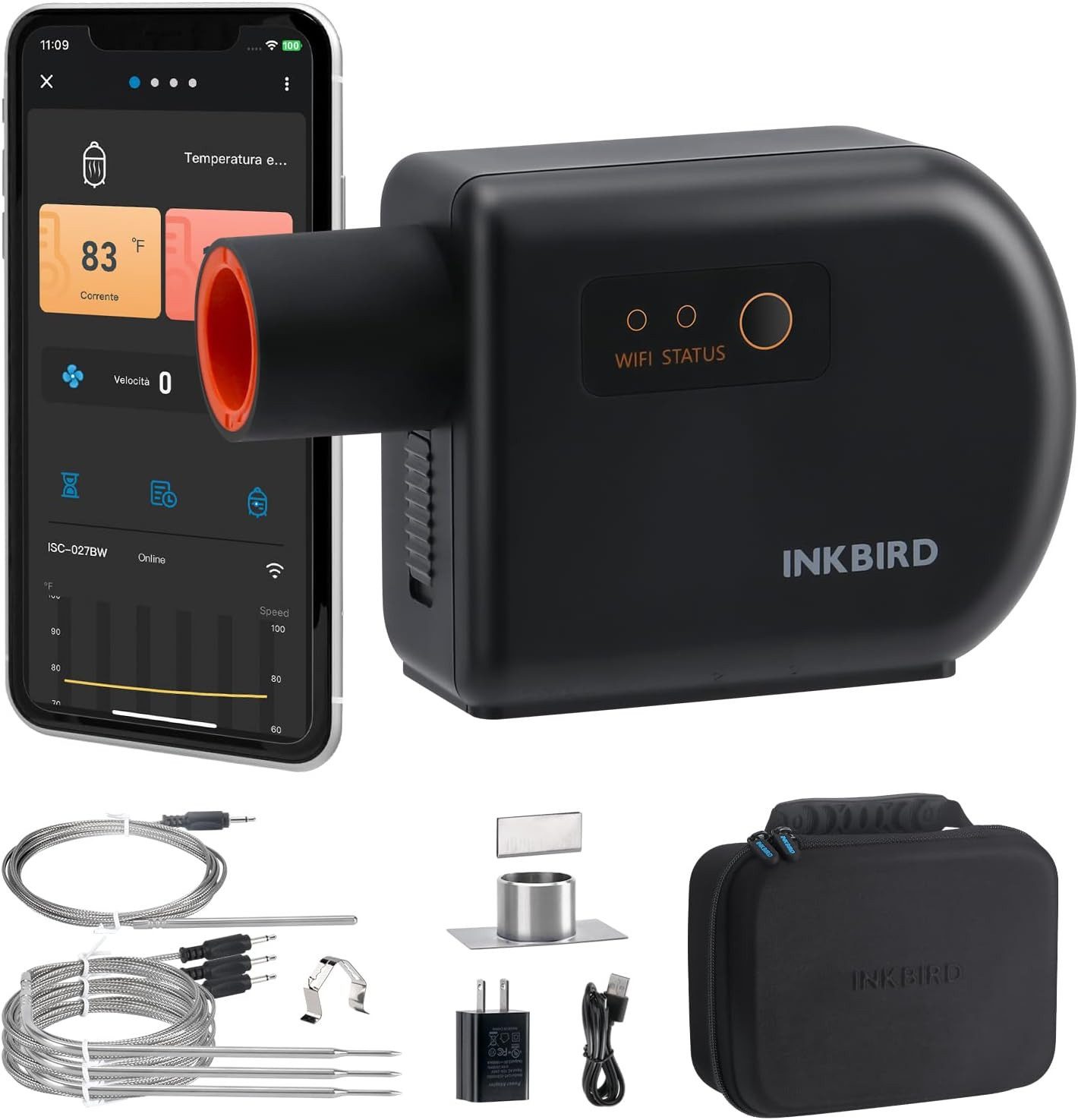INKBIRD Grillthermometer Automatischer Grillventilator für Smoker, Grillgebläse mit umschaltbarer Celsius/Fahrenheit-Anzeige
