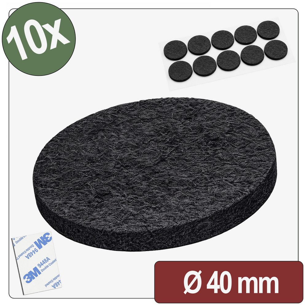 Quadrios Vibrationsdämpfer Quadrios 26SA129 Filzgleiter selbstklebend, rund Schwarz (x H) 40 mm, (26SA129)