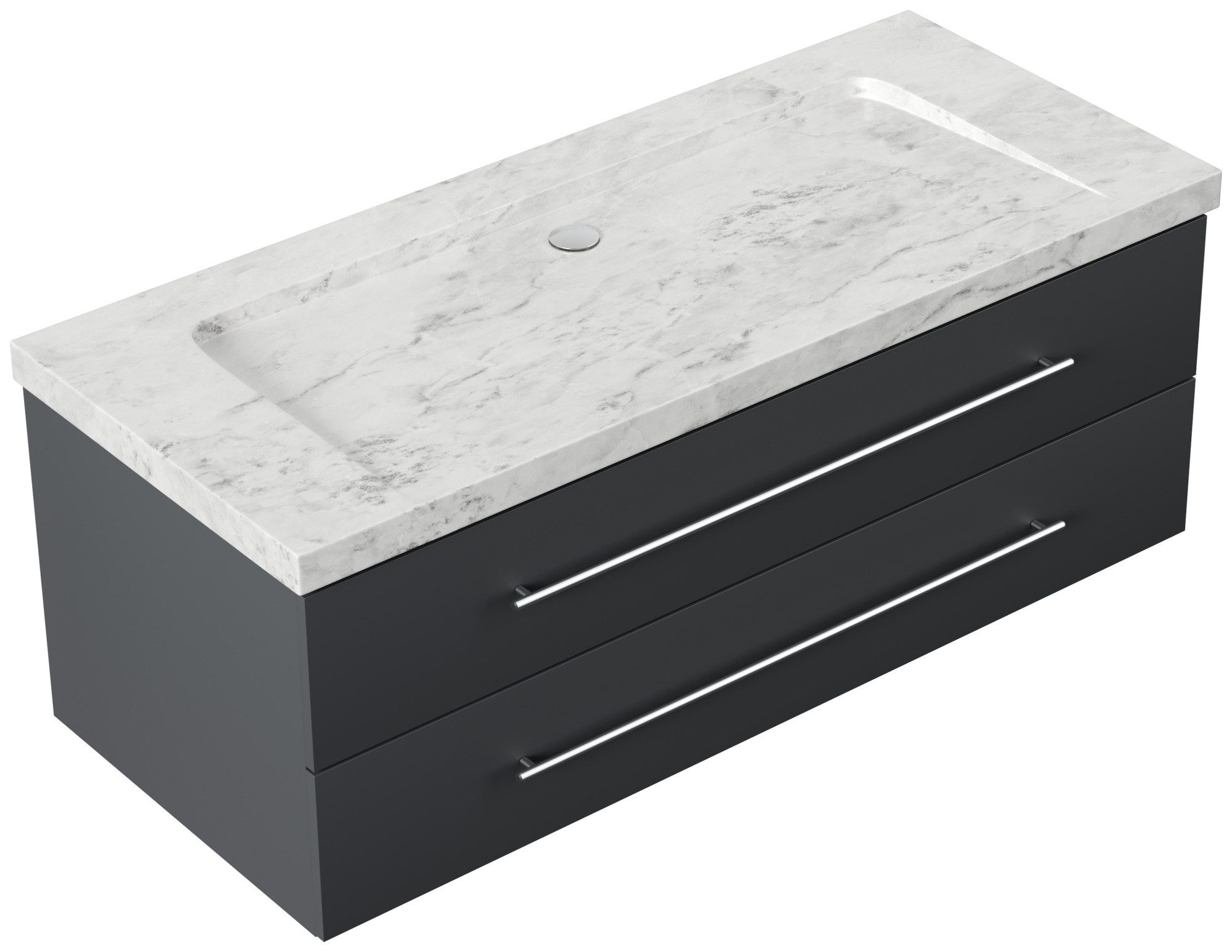 Magnolia Home Waschtisch Badmöbel Marmor Carrara White Damo 130 cm ohne Hahnloch SoftClose graf
