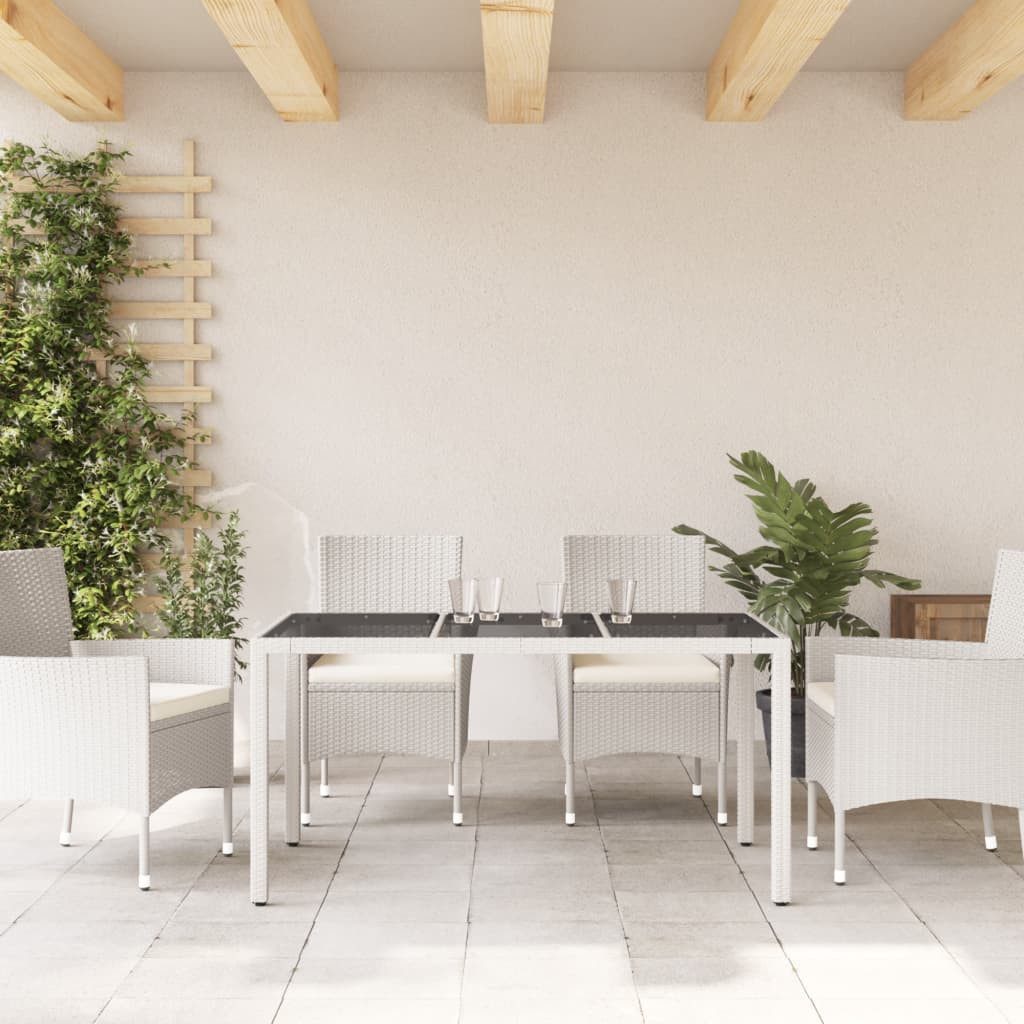 vidaXL Gartentisch Gartentisch mit Glasplatte Weiß günstig online kaufen