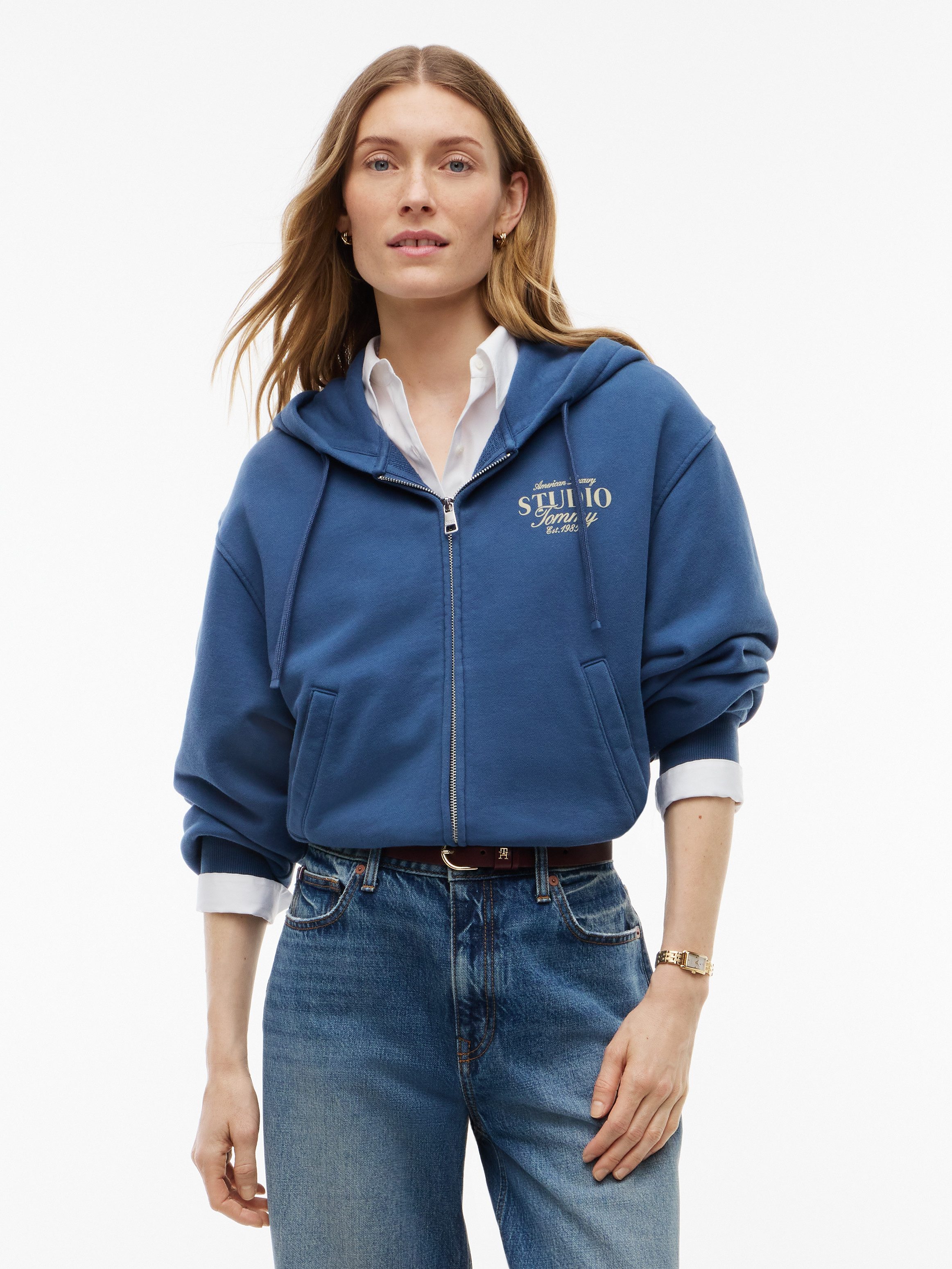 Tommy Hilfiger Sweatjacke STUDIO TOMMY ZIP-UP HOODIE SWT Baumwolle