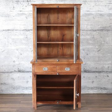 baario Buffet Schrank HUNTER Vitrine Schrank HUNTER Buffet Design Vitrine massiv Mangoholz Eisen Industrial Antik