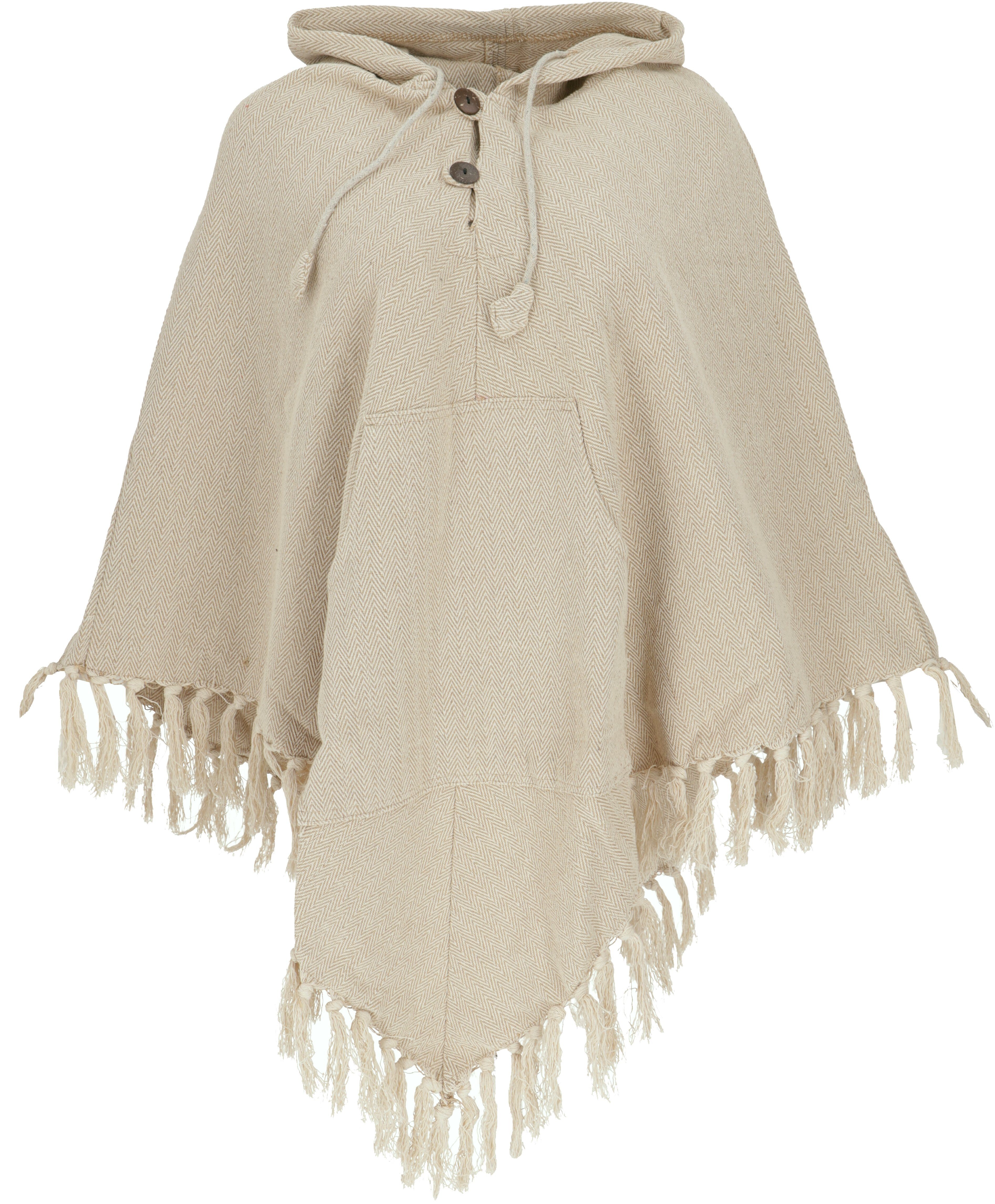 Guru-Shop Langjacke Einfarbiger Poncho Boho chic, Andenponcho aus.. alternative Bekleidung