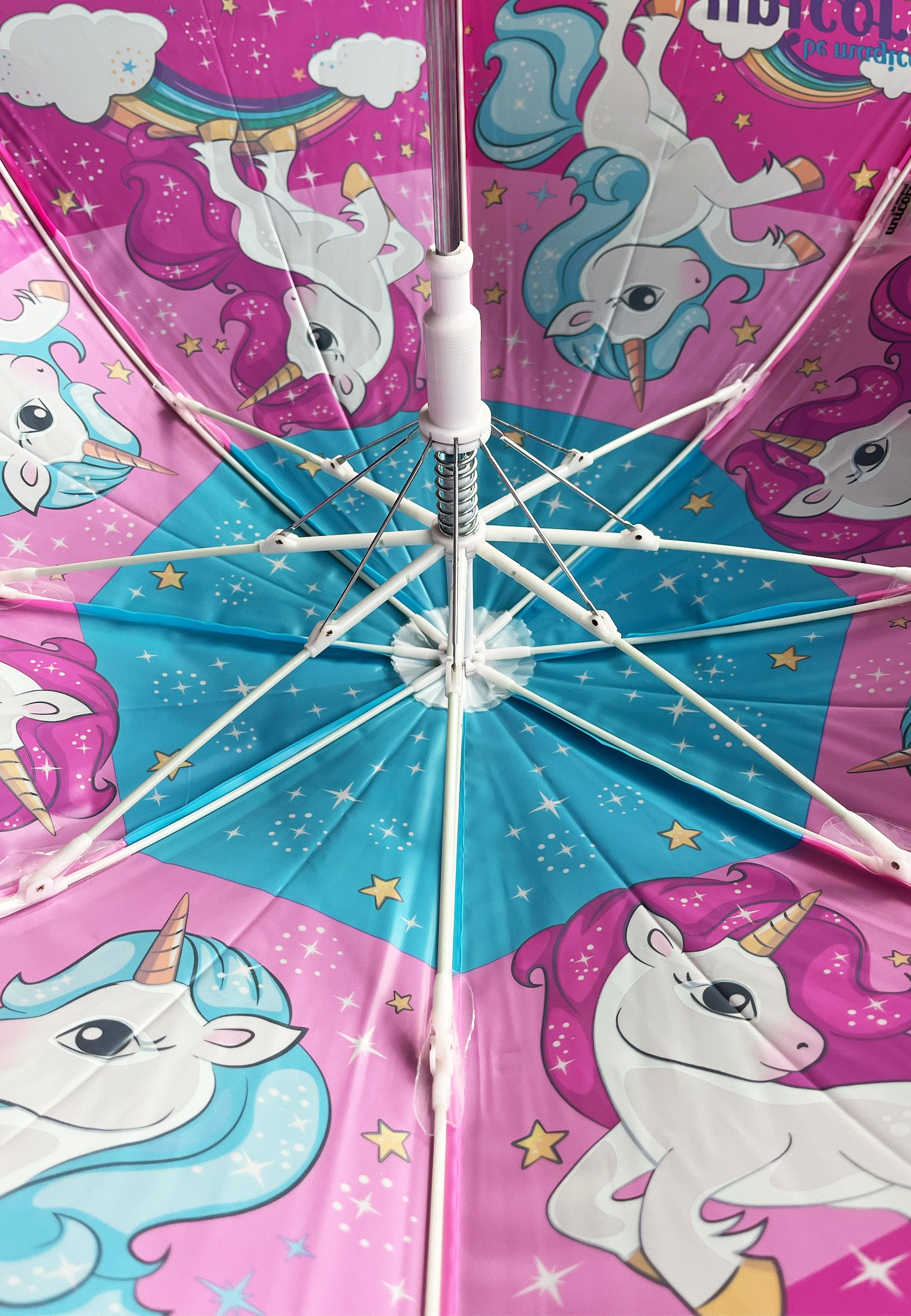 einhorn Stockregenschirm Kinder Mädchen Atumatik-Regenschirm Stock-Schirm Kuppelschirm, windfest