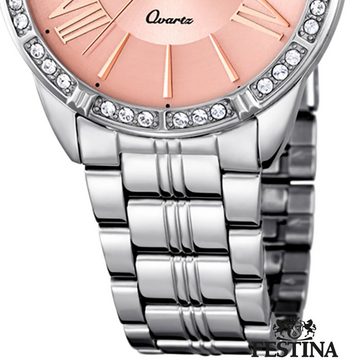 Lotus Quarzuhr Lotus Damen Uhr Fashion L18130/2, Damen Armbanduhr rund, Edelstahlarmband silber