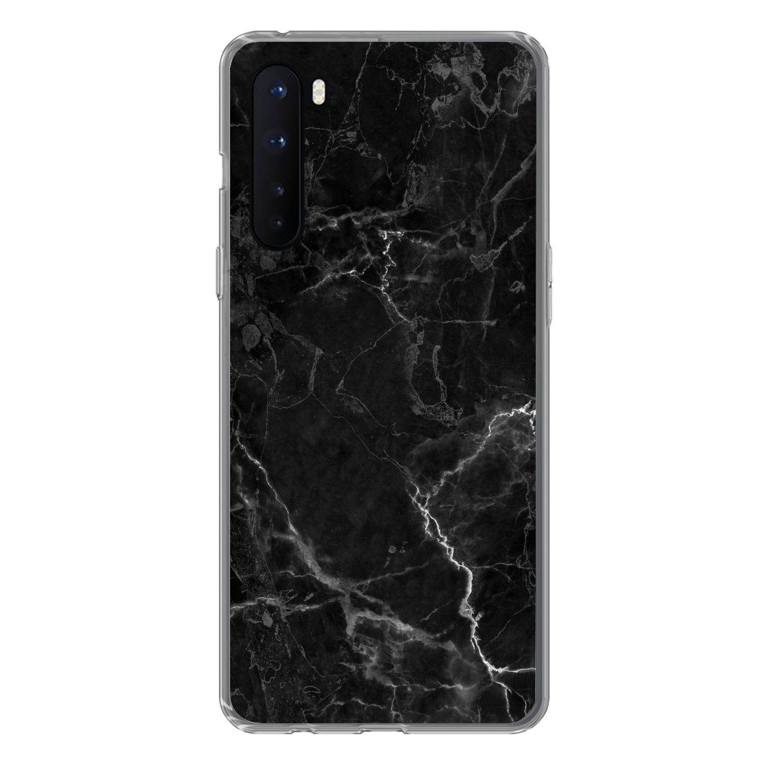 MuchoWow Handyhülle für OnePlus Nord Marmor - Schwarz - Weiß - Textur - Marmoroptik, Phone Case, Silikon, Schutzhülle Dünn