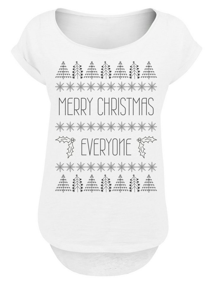 F4NT4STIC T-Shirt Merry Christmas Everyone Weihnachten Print, Hinten extra  lang geschnittenes Damen T-Shirt