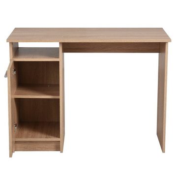 Homestyle4u Schreibtisch platzsparend mit Regal Computertisch Bürotisch natur weiß 50x100 Holz (kein Set)