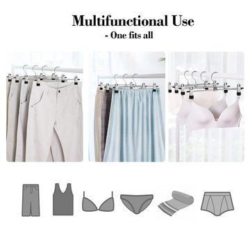 Homewit Kleiderbügel Metall Hosenbügel Kleiderbügel mit Clips für Hosen Socken Röcke, (Packung, 12-tlg), Hosenbügel Anti-Rutsch platzsparend-verchromt