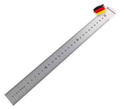 BAUHELD Lineal »Stahlmaßstab«, 300mm [EG-1] - Stahllineal mit Messskala in INCH und CM [Made in Germany] - Aus rostfreiem INOX Edelstahl mit praktischer Aufhängelochung