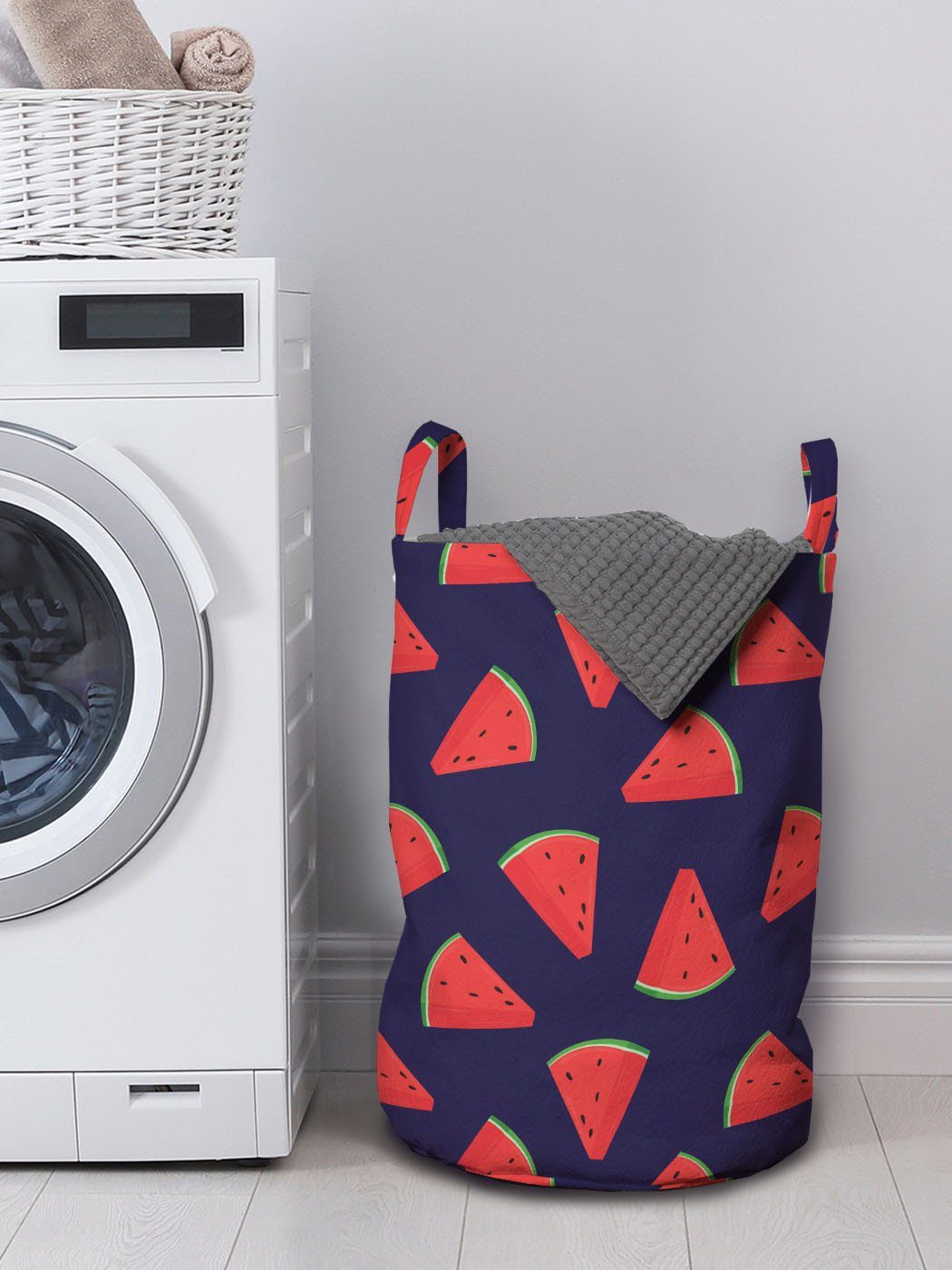 Abakuhaus Wäschesäckchen Waschsalons, Frische Kordelzugverschluss Sommer Wäschekorb für Griffen Wassermelone-Scheiben mit