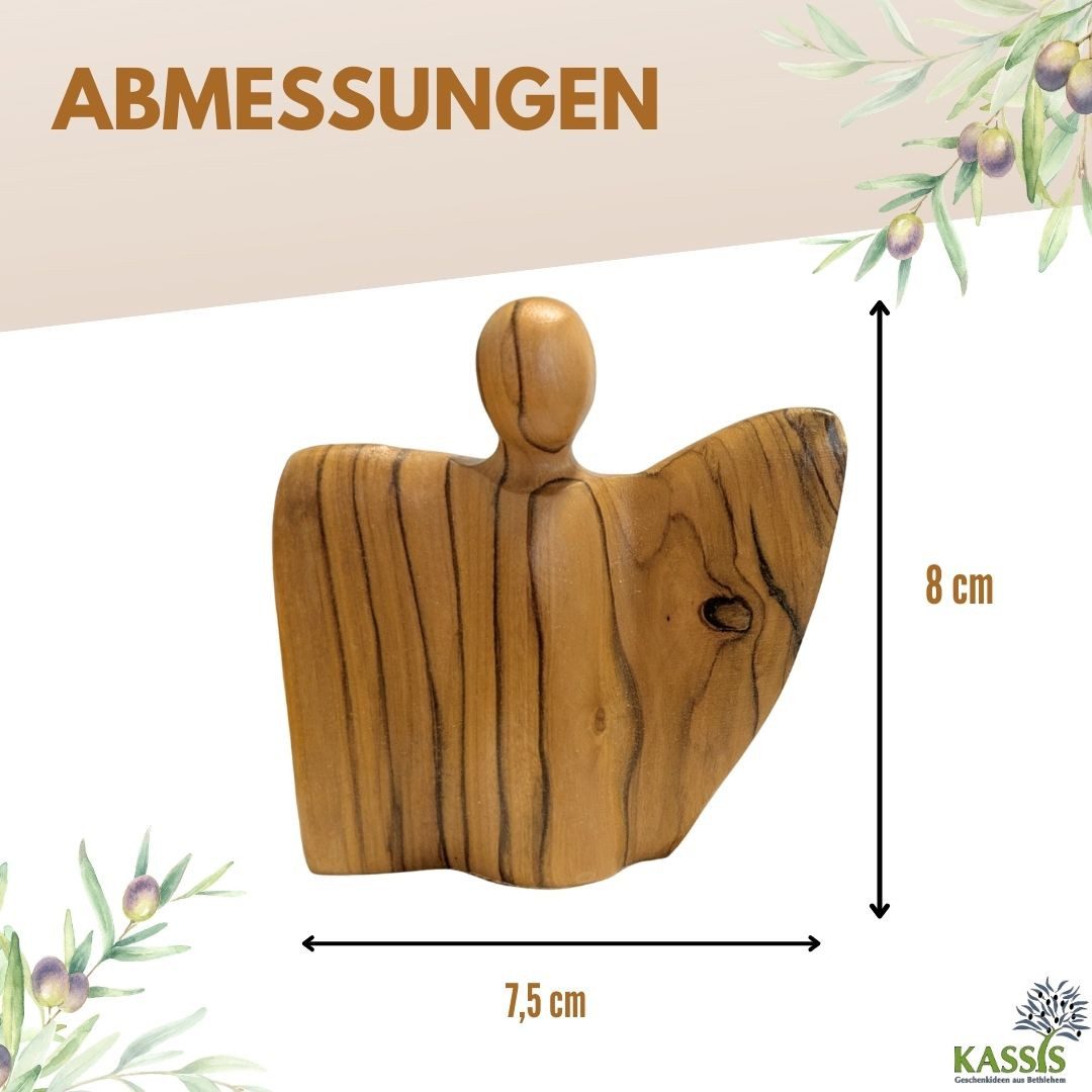 Kassis Geschenkartikel Dekoobjekt Olivenholz Geflügelte Engel-Figur Glücksbringer Schutzengel, handgefertigt in Bethlehem, Geschenk zu mehreren Anlässen