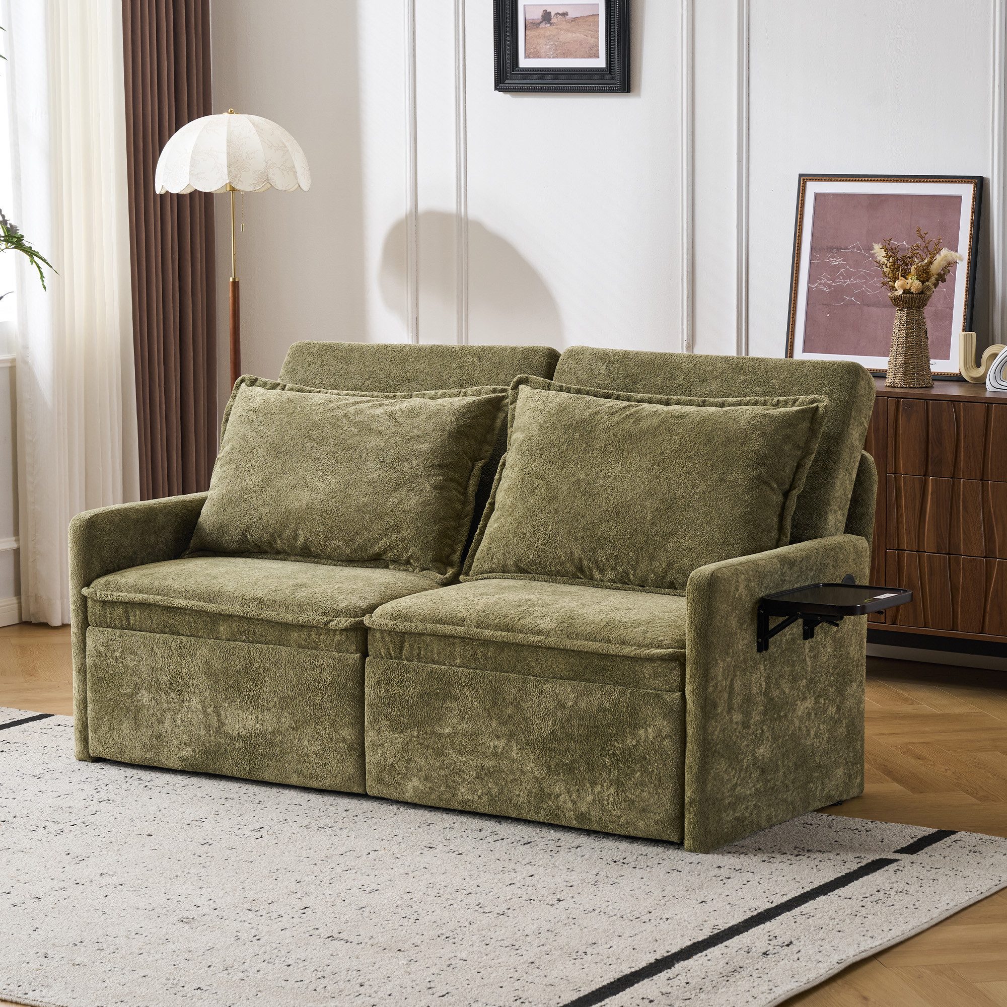 Orvane 2 Sitzer Sofa mit verstellbarer Rückenlehne, Chenille teilbar Design