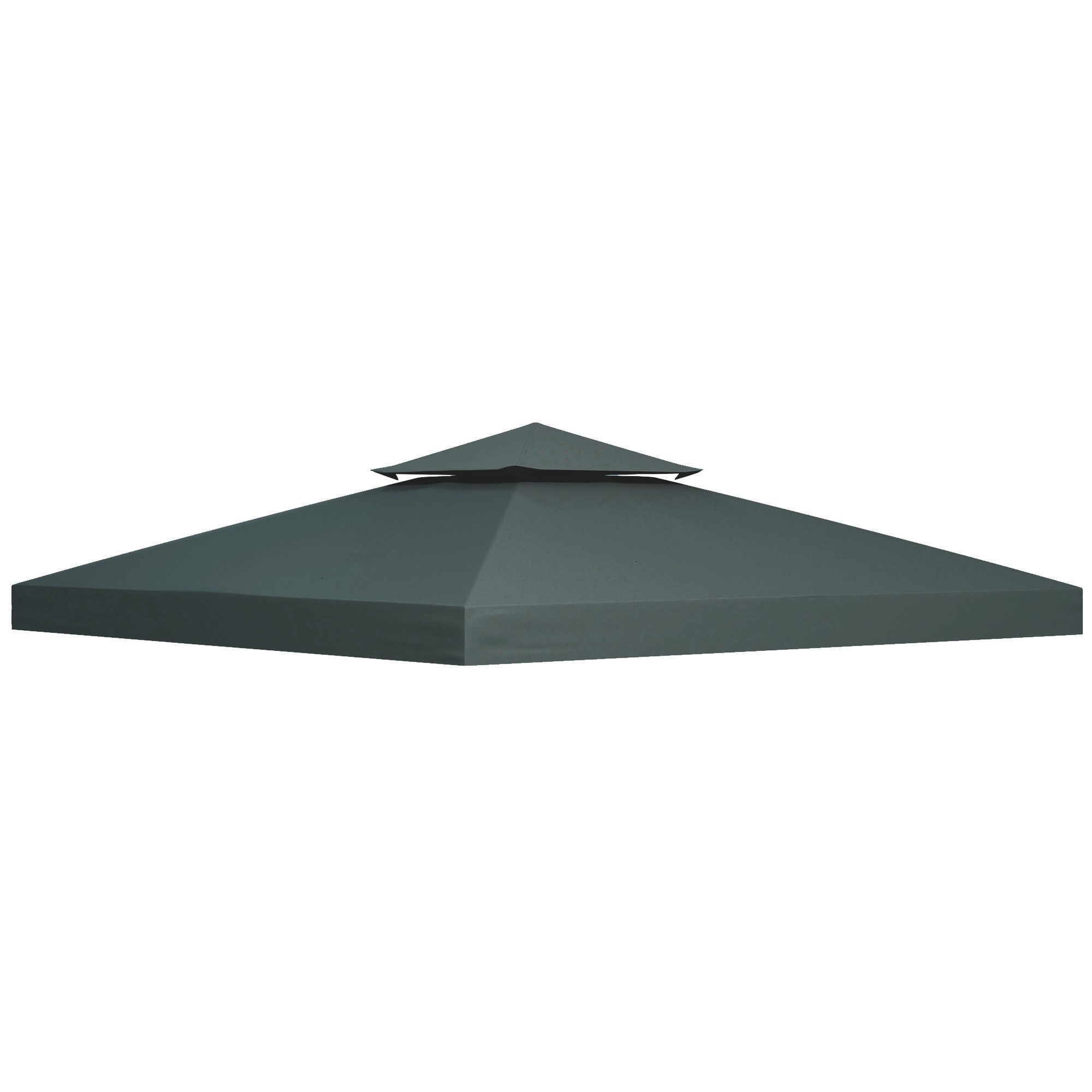 Outsunny Pavillon-Ersatzdach mit Doppeldach, 180 g/m², 300 x 300 cm (Gartenpavillonersatzdach, Ersatzdach), für Garten, Balkon, Kohlegrau