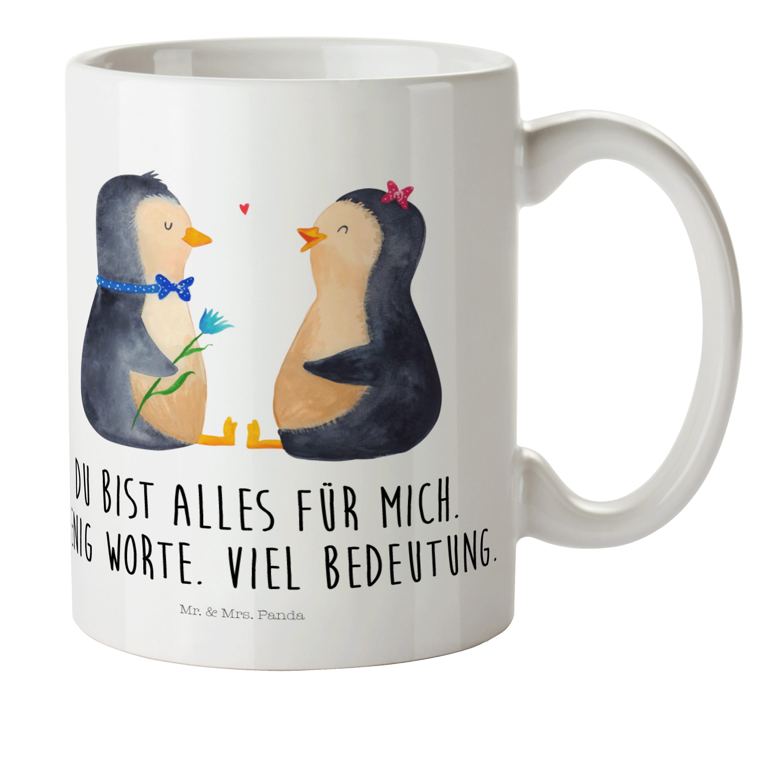 Mr. & Mrs. Panda Kinderbecher Pinguin Pärchen - Weiß - Geschenk, Kunststoffbecher, große Liebe, Ver, Kunststoff