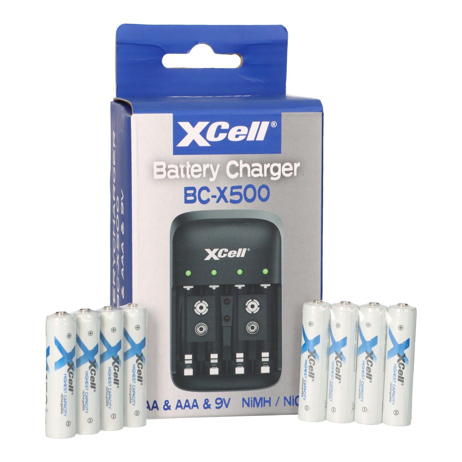 XCell Ladegerät BC-X500 für NiMH Akkus + 8x AAA (Micro) 1,2V 1150mAh Akku