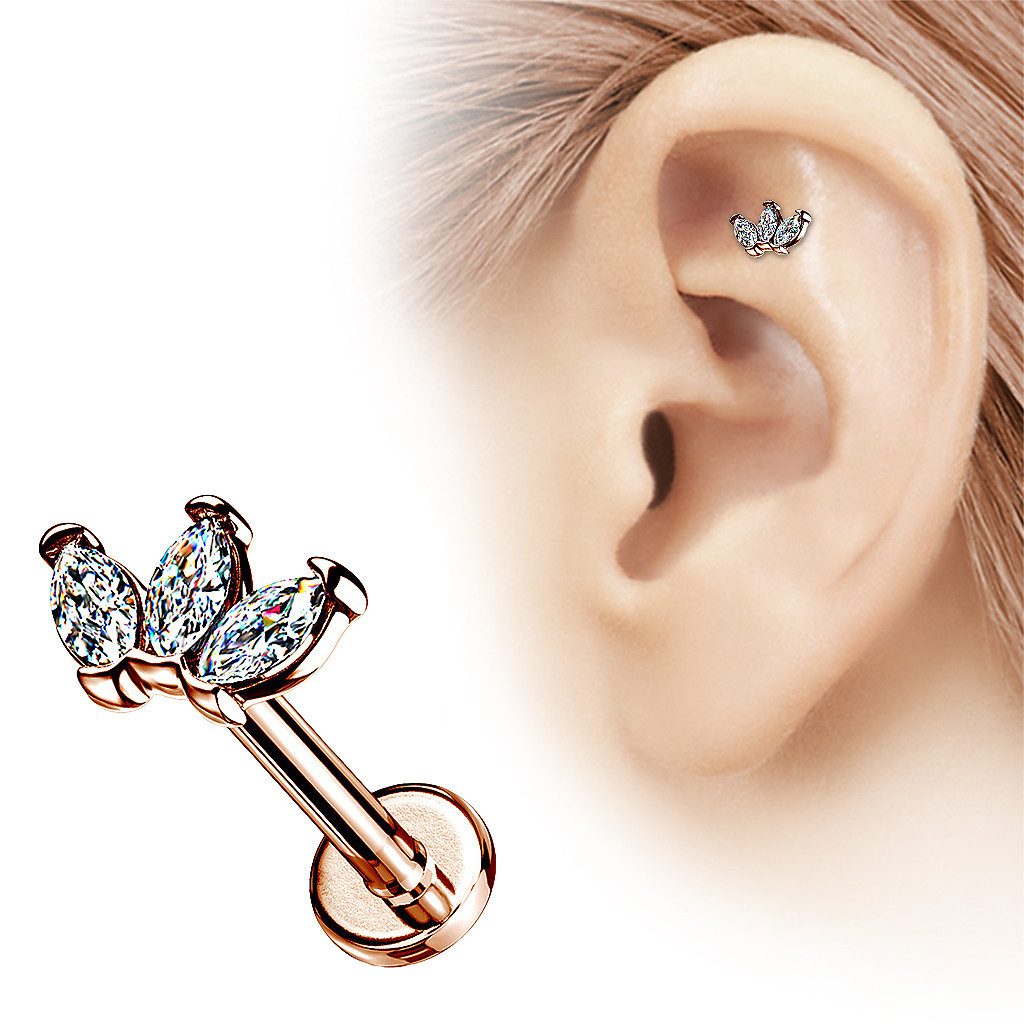 Taffstyle Piercing-Set Tragus Labret Piercing Stecker flach Kristall Marqui günstig online kaufen