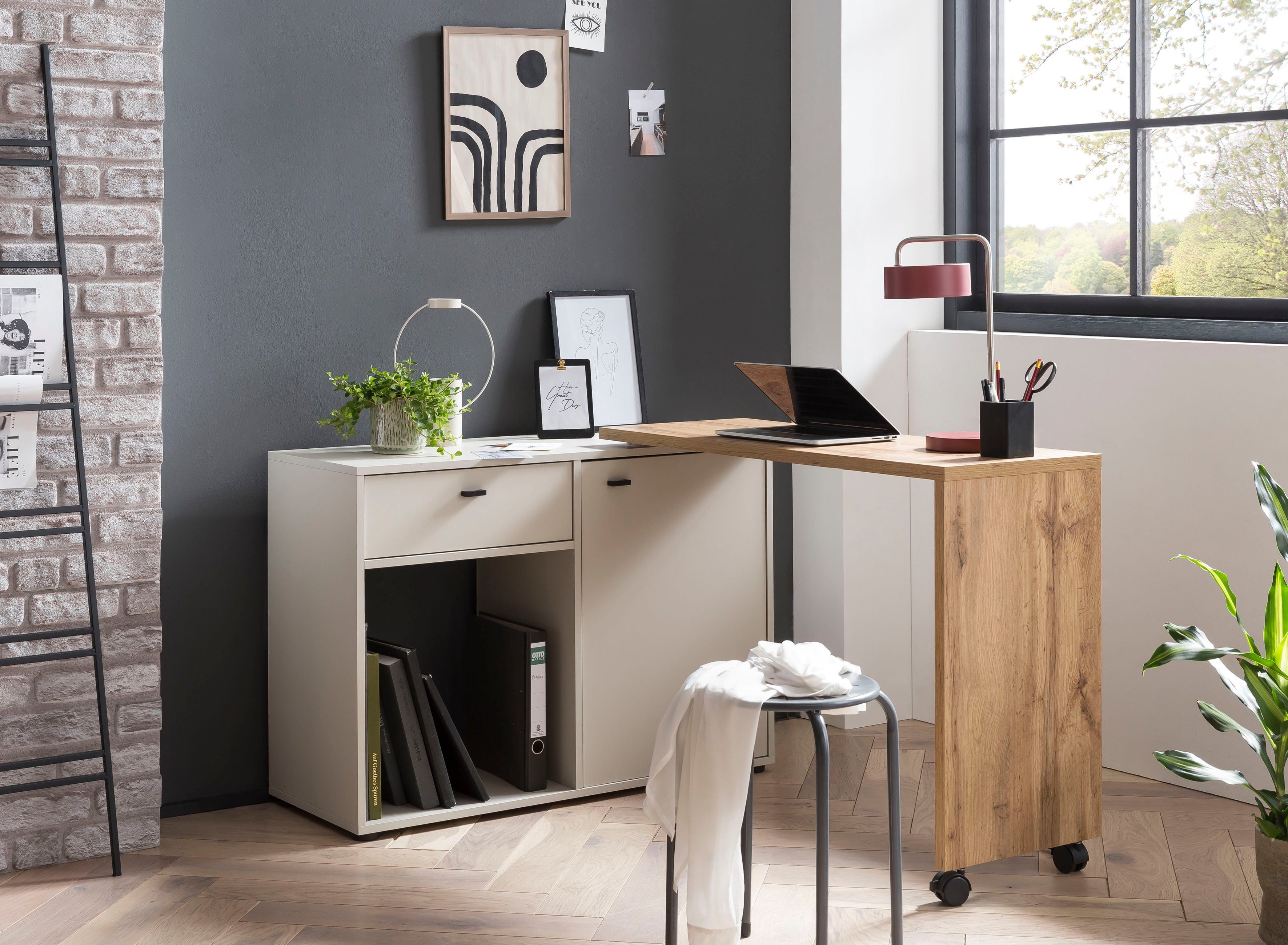 Schildmeyer Schreibtisch Tiny Working, praktisch im Home Office, Sideboard mit flexibler Arbeitsplatte