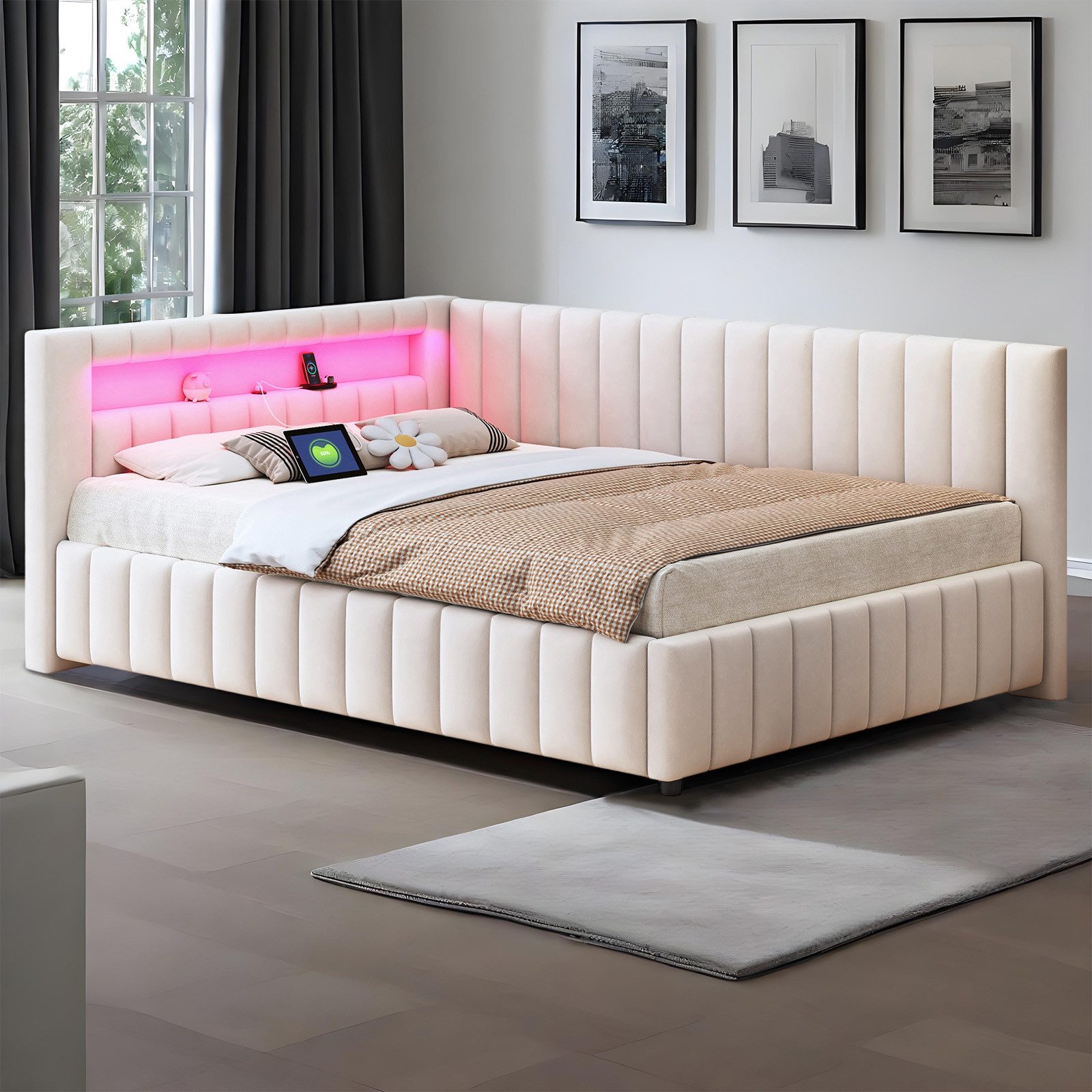REDOM Polsterbett Schlafsofa Multifunktionsbett, Funktionsbett Stauraumbett günstig online kaufen