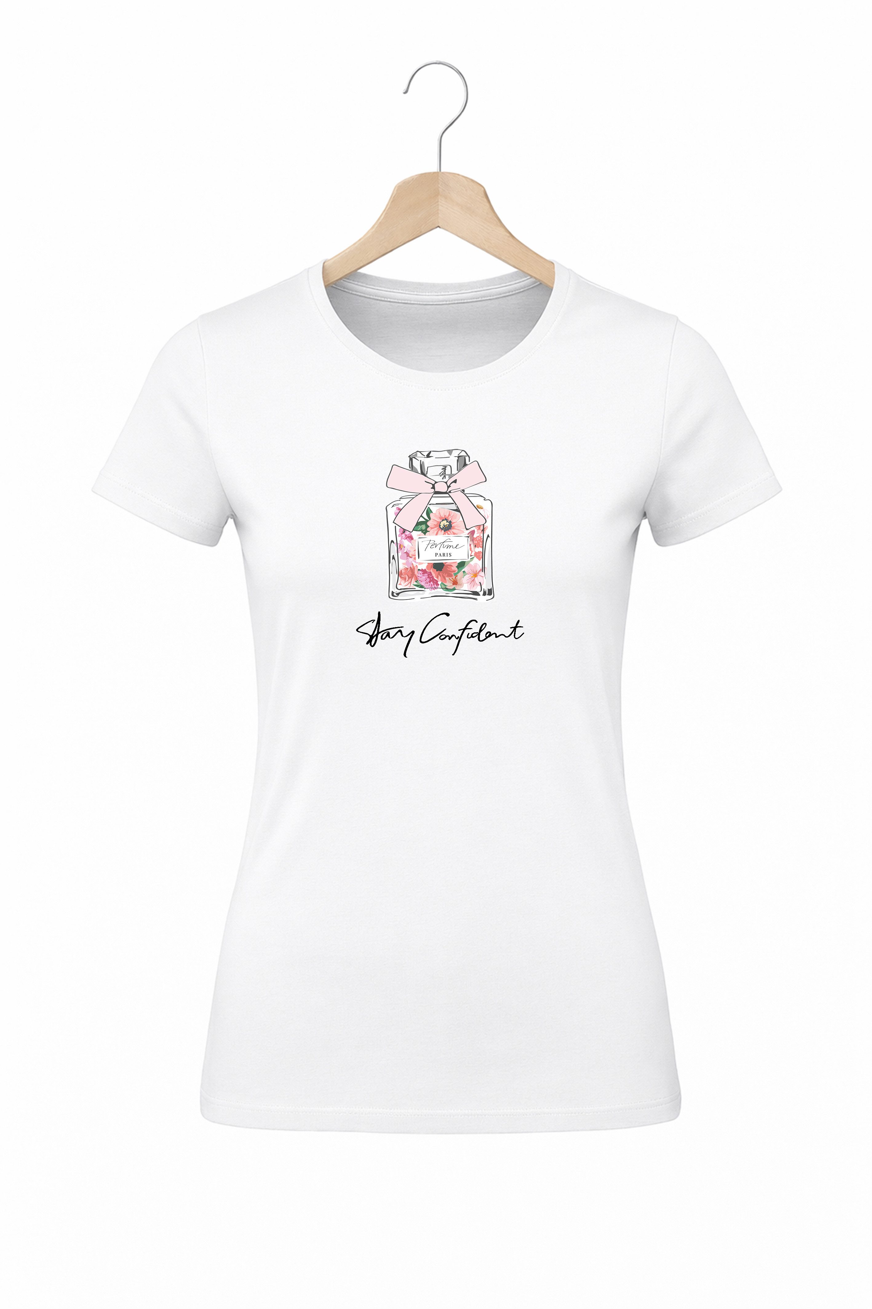 T-Shirt Stay Confident Damen Oberteil Baumwolle Rundhals Casual