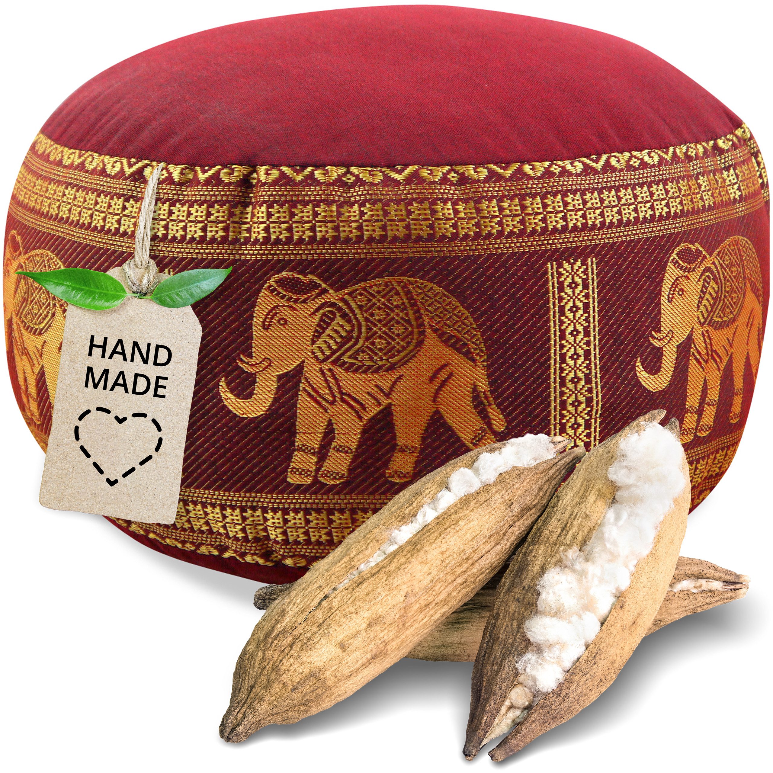 livasia Meditationskissen Zafukissen klein (Deluxe) vegan und handgefertigt, 32x20cm, Kapok