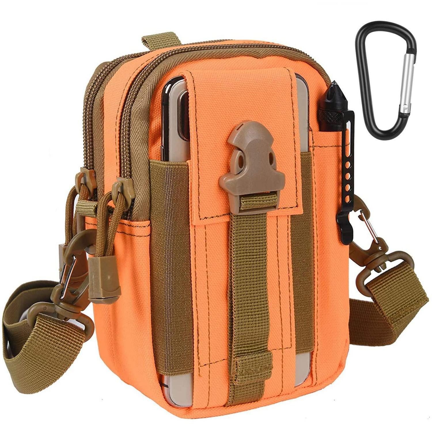 Gürteltasche Hüfttasche taktisch militär Karabiner &10 Orange mit Schultergurt