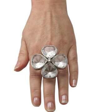 SKIELKA DESIGNSCHMUCK Silberring Bergkristall Ring "Kleeblatt" mit Diamant (Sterlingsilber 925) (1-tlg), hochwertige Goldschmiedearbeit aus Deutschland