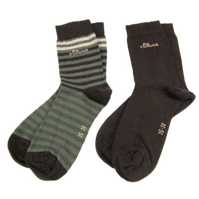 s.Oliver Langsocken s.Oliver Socks (Packung, 2-Paar, 2 Paar) Damen Unisex Herren Socken Freizeitsocken Baumwolle Blockstreifen