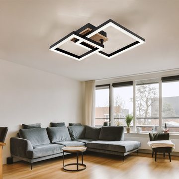 Globo LED Deckenleuchte, LED-Leuchtmittel fest verbaut, Warmweiß, Deckenlampe Deckenleuchte Wohnzimmerlampe Designleuchte Holzoptik