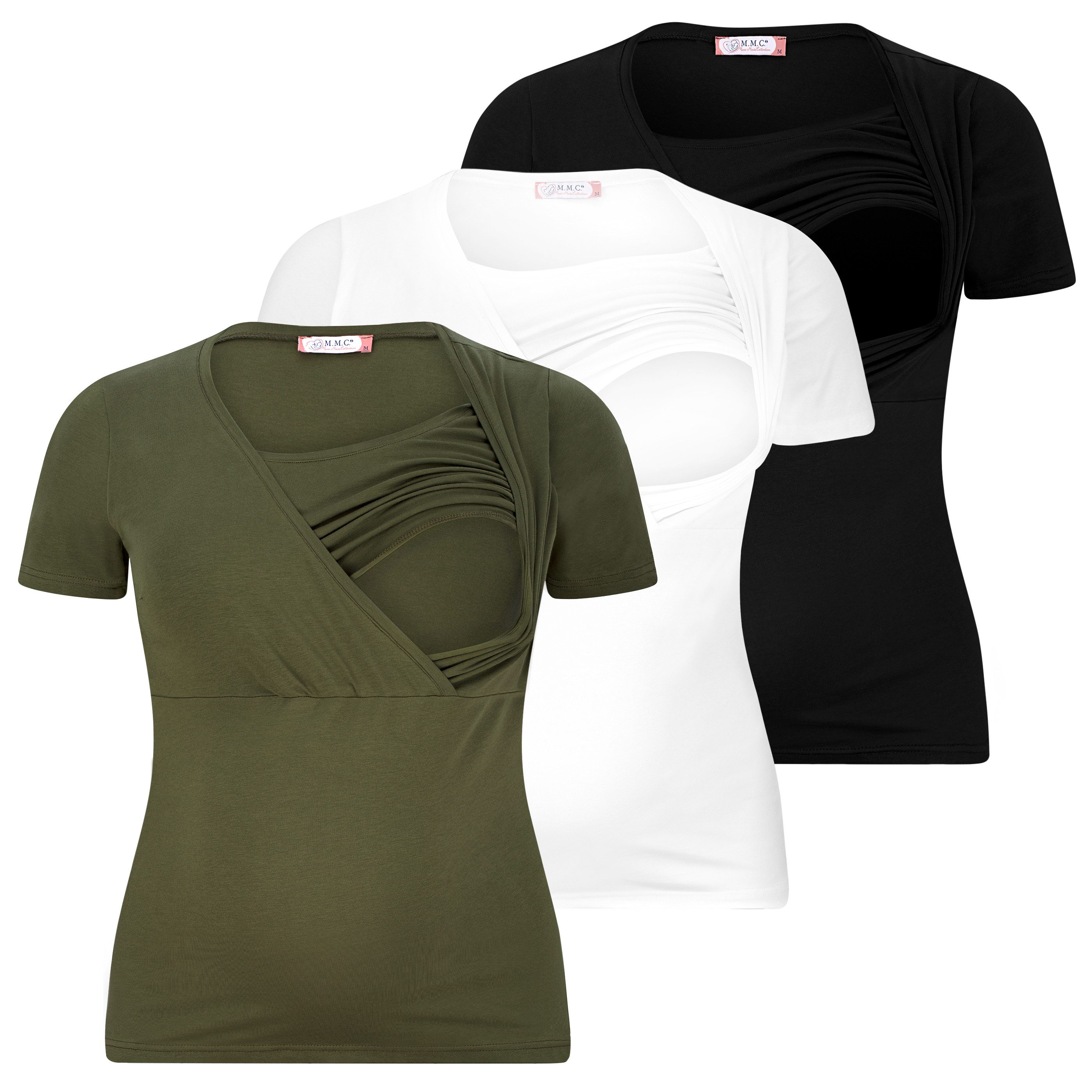 M.M.C. Stillshirt Stillmode Umstandsshirt 3er Set Umstandsmode (3-tlg) Schwangerschaftsshirt