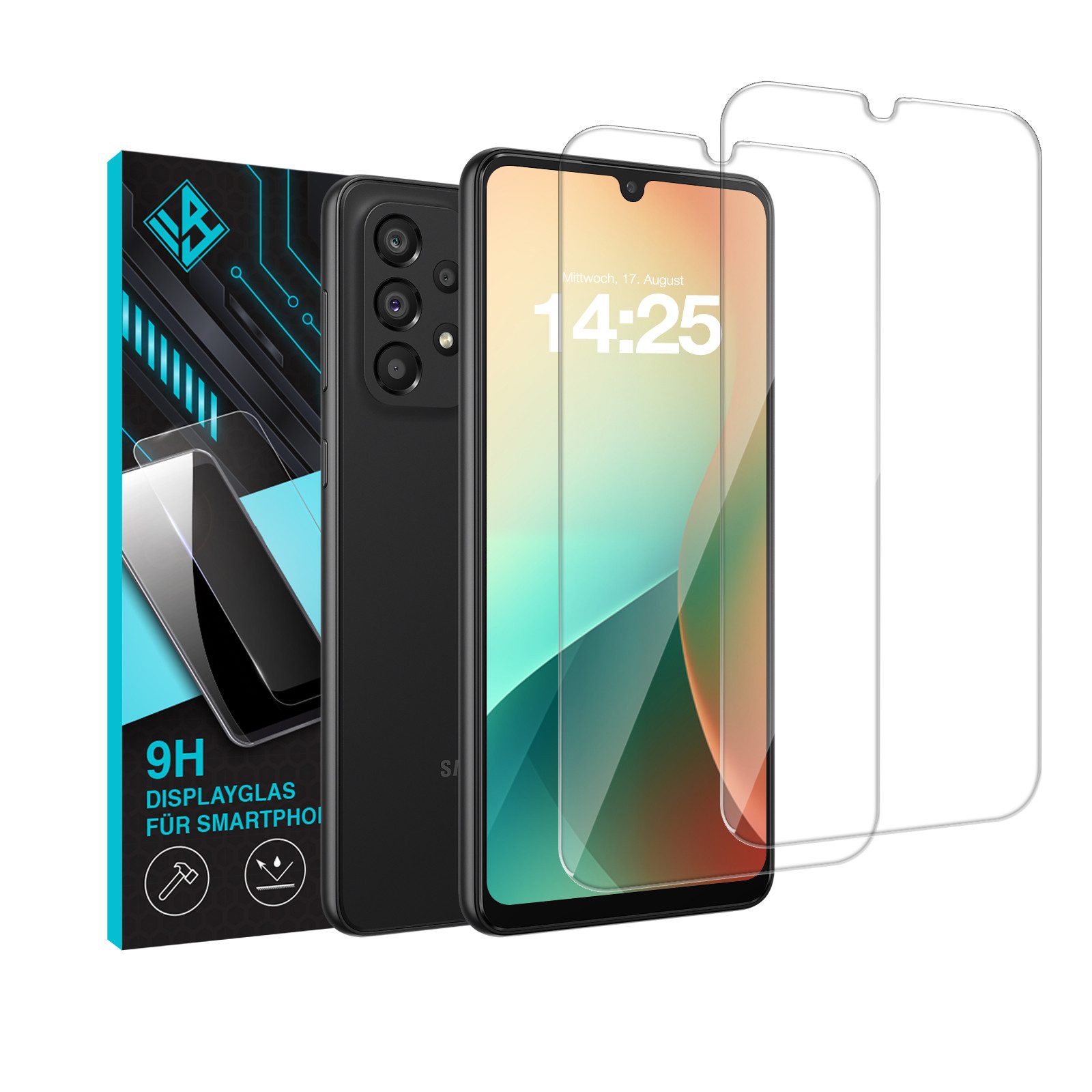 Tec-Expert Displayschutzglas 2X 9H Displayglas für Samsung Galaxy A33 5G für Samsung Galaxy A33 5G, Displayschutzfolie, 2 Stück, Displayschutz, Schutzglas, Bildschirmschutz, kratz- & stoßfest